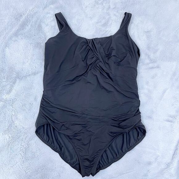Lands End SlenderSuit Carmela Tummy Control One Piece Swimsuit Black Womens 22W - Picture 1 of 10
